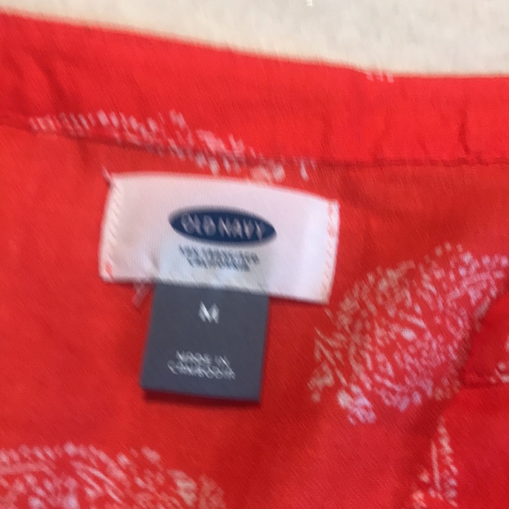 Old Navy Orange and White Paisley Lightweight Cotton Belted Shirt Dress - Picture 12 of 13